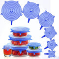 6 piece silicone lid spill stoppers for pots pans and bowls