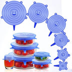 6 piece silicone lid spill stoppers for pots pans and bowls