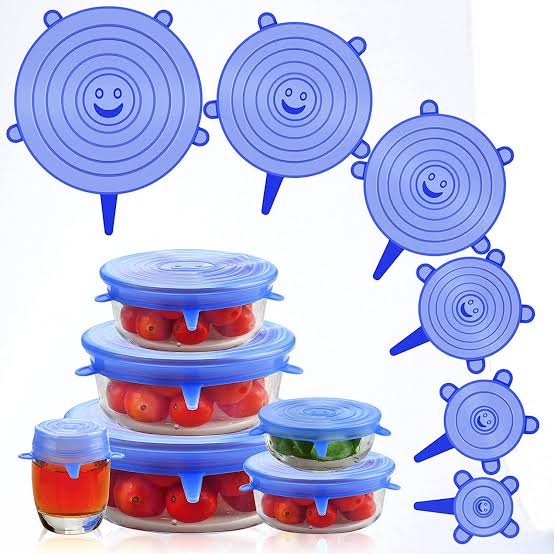 6 piece silicone lid spill stoppers for pots pans and bowls