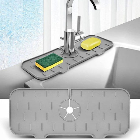 Silicone kitchen faucet splash guard and sink mat