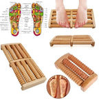 Traditional natural wooden roller foot massager