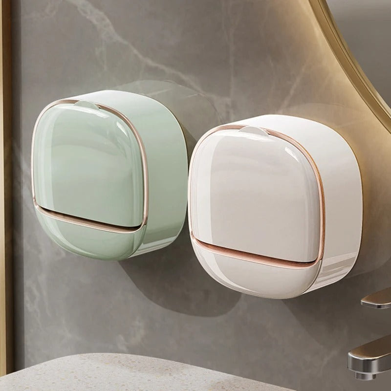 Wall mounted flip cover soap holder for bathroom
