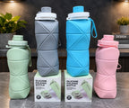 600ml silicone folding collapsible water bottle for travel