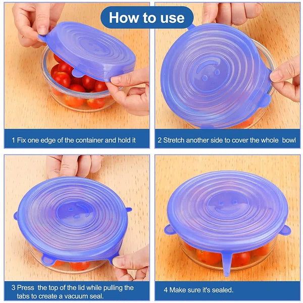 Silicone Lid Spill Stoppers – 6 Piece Set