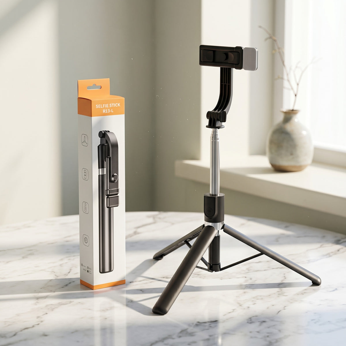 4 in 1 selfie stick with tripod Bluetooth remote and light