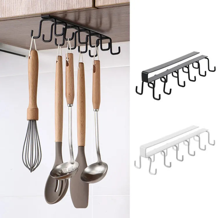 10 hook under cabinet hanging rack for mugs and kitchen storage