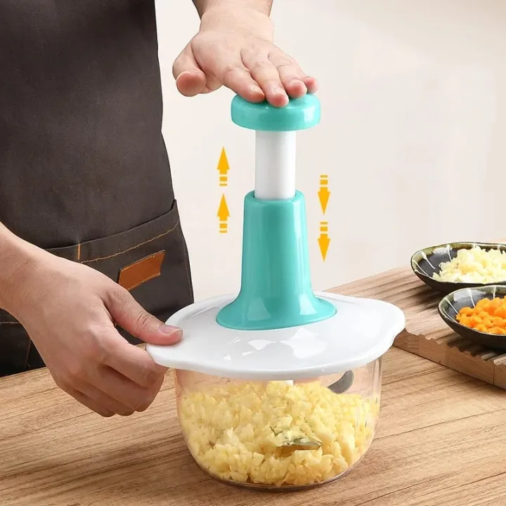 1.5L manual push chopper for vegetables and food preparation