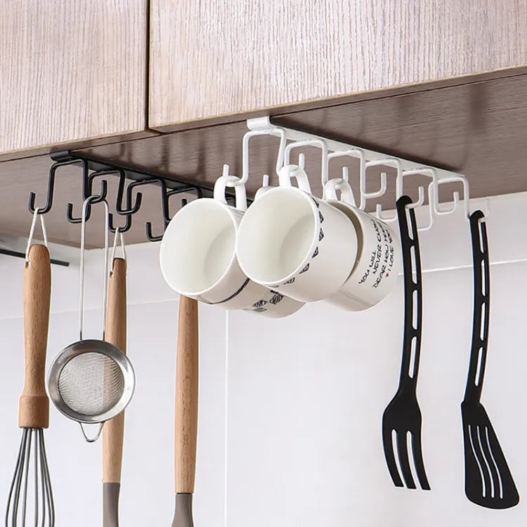 10 hook under cabinet hanging rack for mugs and kitchen storage