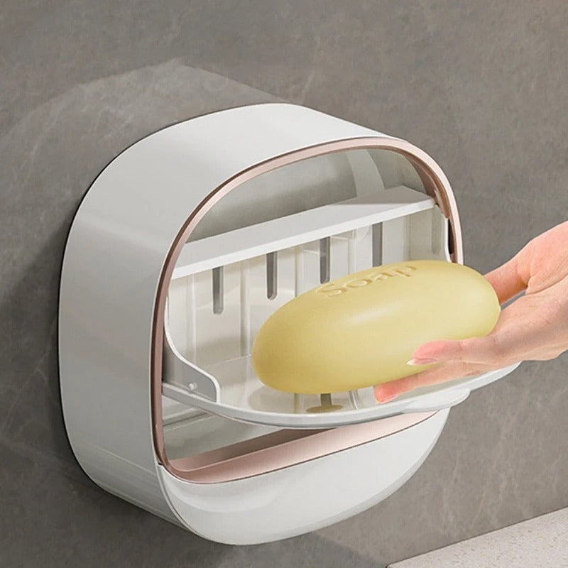 Wall mounted flip cover soap holder for bathroom