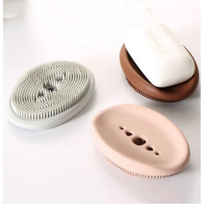 2 in 1 silicone soap holder for bathroom and kitchen sink