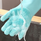 Full finger silicone washing gloves for kitchen and household cleaning