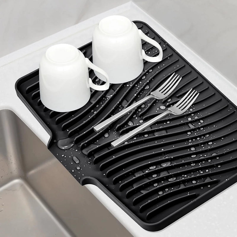 14x10 inch silicone kitchen sink drain mat anti slip waterproof